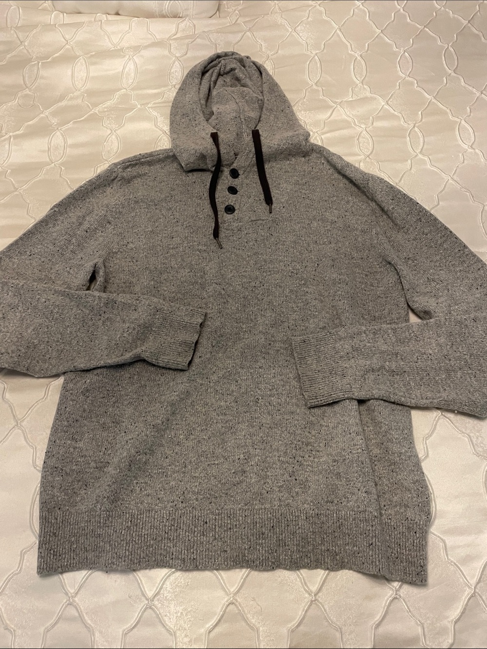 Express Men's Heather Gray Hooded Pullover Sweatshirt